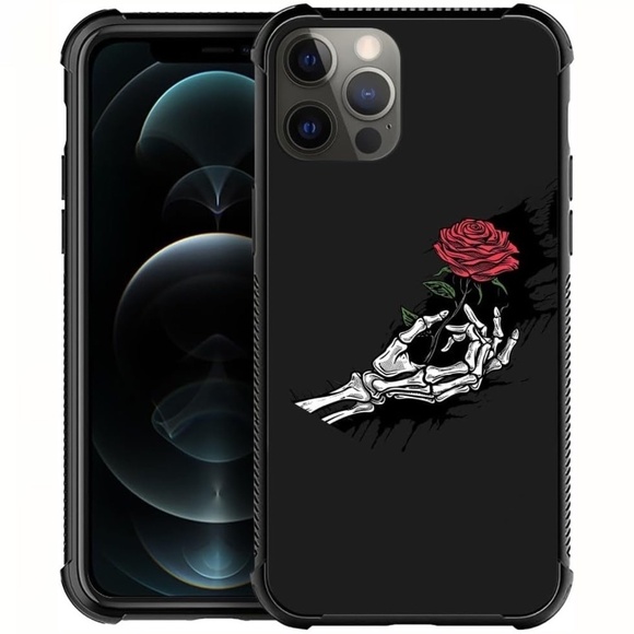 iPhone 11 Pro Case Skull Hand Holding Rose - Picture 1 of 7